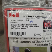 2 Super Comfort Stirrup Pads - Grip, 9 Zip Ties, bag *new