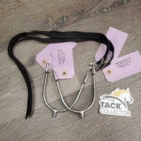 Pr POW Spurs, Soft Braided Nylon Straps *vgc, clean, rubs & scratches *Straps: like new
