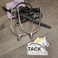 Pr POW Spus, Narrow Leather Spur Straps *gc, clean, dusty, scratches, faded, scraped edges
