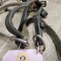 Pr POW Spus, Narrow Leather Spur Straps *gc, clean, dusty, scratches, faded, scraped edges
