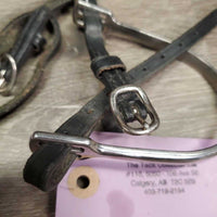 Pr POW Spus, Narrow Leather Spur Straps *gc, clean, dusty, scratches, faded, scraped edges