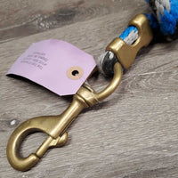 Short Stiff Nylon Lead Rope, Hvy Brass snap *gc, mnr frays, rubs, frays & snags