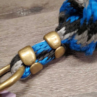 Short Stiff Nylon Lead Rope, Hvy Brass snap *gc, mnr frays, rubs, frays & snags