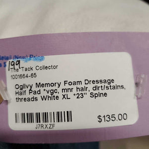 Memory Foam Dressage Half Pad *vgc, mnr hair, dirt/stains, threads