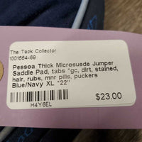 Thick Microsuede Jumper Saddle Pad, tabs *gc, dirt, stained, hair, rubs, mnr pills, puckers