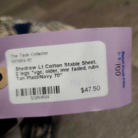 Lt Cotton Stable Sheet, 2 legs *vgc, older, mnr faded, rubs
