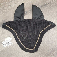 Crochet Fly Veil Ear Bonnet, Piping *vgc, clean, mnr hair, pills, faded & curled edges