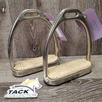 Pr Thick Hvy Stirrup Irons, grips *gc/fair, rusty, dirty, scrapes, pitted, rubs