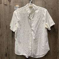 SS Show Shirt, button collar *fair, older, puckered, dingy, loose threads
