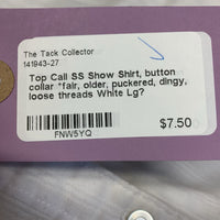SS Show Shirt, button collar *fair, older, puckered, dingy, loose threads
