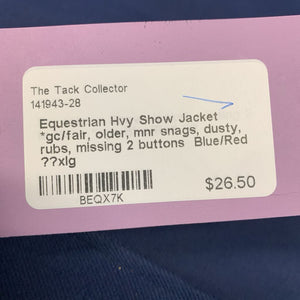 Hvy Show Jacket *gc/fair, older, mnr snags, dusty, rubs, missing 2 buttons
