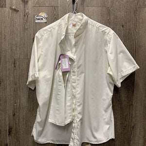 SS Show Shirt, 1x Stock Tie Collar *gc/fair, older, yellowed, seam puckers