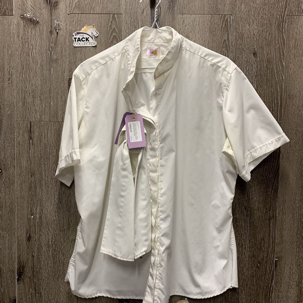 SS Show Shirt, 1x Stock Tie Collar *gc/fair, older, yellowed, seam puckers