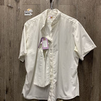 SS Show Shirt, 1x Stock Tie Collar *gc/fair, older, yellowed, seam puckers
