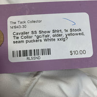 SS Show Shirt, 1x Stock Tie Collar *gc/fair, older, yellowed, seam puckers