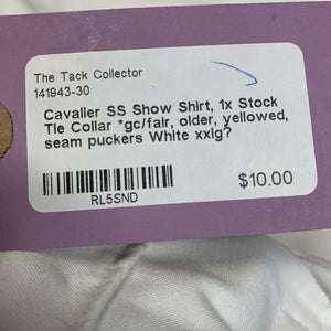 SS Show Shirt, 1x Stock Tie Collar *gc/fair, older, yellowed, seam puckers