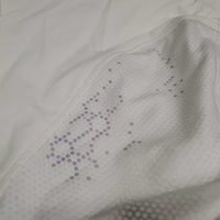 Full Sticky Seat Breeches *vgc, mnr threads, stained seat & legs, purple "spots"? or pattern
