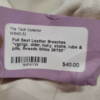 Full Seat Leather Breeches *vgc/gc, older, hairy, stains, rubs & pills, threads

