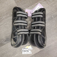 Open Front & Hind Boots, tabs, leather, memory foam *gc/fair, dirty, sandy, rubs, scuffs, torn/holey edges, peeled