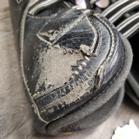 Open Front & Hind Boots, tabs, leather, memory foam *gc/fair, dirty, sandy, rubs, scuffs, torn/holey edges, peeled
