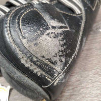 Open Front & Hind Boots, tabs, leather, memory foam *gc/fair, dirty, sandy, rubs, scuffs, torn/holey edges, peeled
