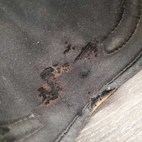 Open Front & Hind Boots, tabs, leather, memory foam *gc/fair, dirty, sandy, rubs, scuffs, torn/holey edges, peeled