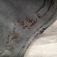 Open Front & Hind Boots, tabs, leather, memory foam *gc/fair, dirty, sandy, rubs, scuffs, torn/holey edges, peeled