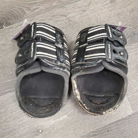 Open Front & Hind Boots, tabs, leather, memory foam *gc/fair, dirty, sandy, rubs, scuffs, torn/holey edges, peeled
