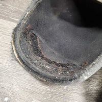 Open Front & Hind Boots, tabs, leather, memory foam *gc/fair, dirty, sandy, rubs, scuffs, torn/holey edges, peeled
