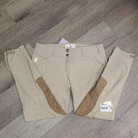 Euro Seat Breeches *gc/fair, stretched & puckers, hairy velcro, seam puckers, undone seam stitching
