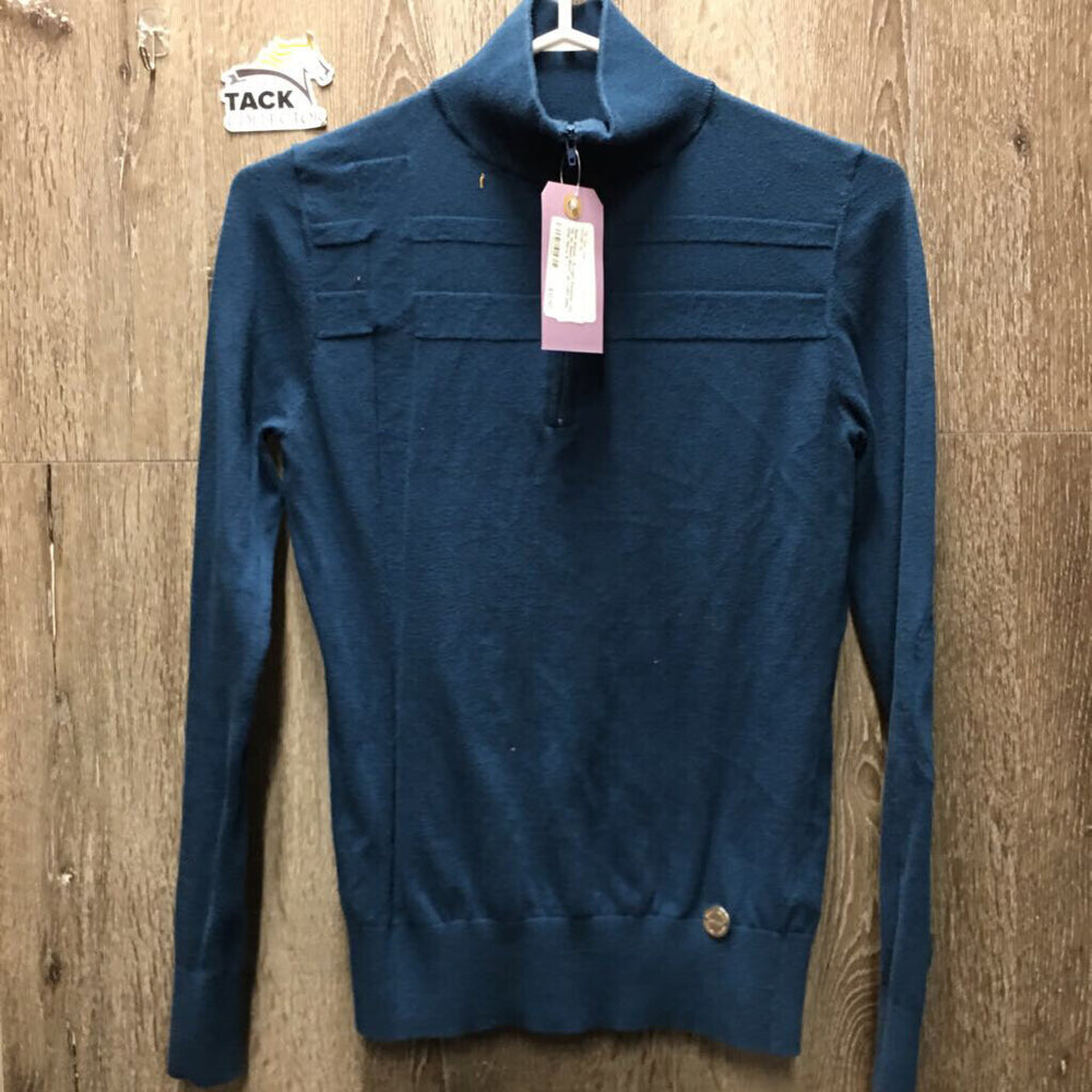 LS Light Sweater, 1/2 zip up, Mesh Back *gc, rubs, pills, older