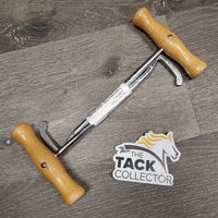 2 Metal Boot Pulls, Wood Handles *vgc, rubs, marker, chips