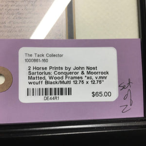 2 Horse Prints by John Nost Sartorius: Conqueror & Moorrock Matted, Wood Frames *xc, v.mnr wcuff