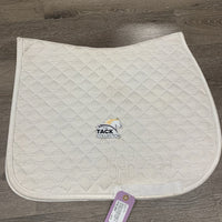 Quilt Jumper Saddle Pad, embroidery "Alhambra Stables" *gc, dingy, hair, dirt, mnr rubs, pills, stains