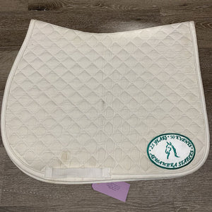 Quilt Jumper Saddle Pad, embroidery "Alhambra Stables" *gc, dingy, hair, dirt, mnr rubs, pills, stains