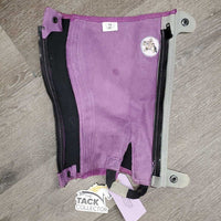 JUNIORS Suede Half Chaps *gc, rubs, older, dirt, edge rubs & pills, stains, stuck hay