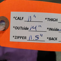 JUNIORS Suede Half Chaps *gc, rubs, older, dirt, edge rubs & pills, stains, stuck hay
