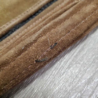 Pr JUNIORS Hvy Suede Half Chaps *gc, rubs, stains, mnr residue & unstiched seams, rips
