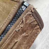 Pr JUNIORS Hvy Suede Half Chaps *gc, rubs, stains, mnr residue & unstiched seams, rips
