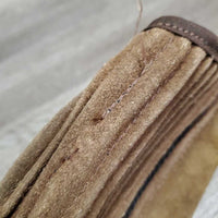 Pr JUNIORS Hvy Suede Half Chaps *gc, rubs, stains, mnr residue & unstiched seams, rips