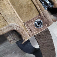 Pr JUNIORS Hvy Suede Half Chaps *gc, rubs, stains, mnr residue & unstiched seams, rips
