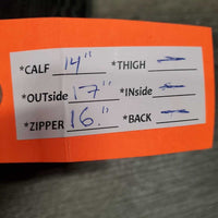 Hvy Suede Half Chaps *gc, dirt, stretched elastic, rubs, faded, sm inner holes, discolored