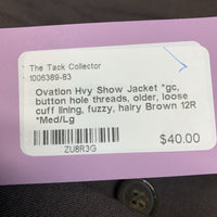 Hvy Show Jacket *gc, button hole threads, older, loose cuff lining, fuzzy, hairy
