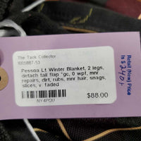 Lt Winter Blanket, 2 legs, detach tail flap *gc, 0 wpf, mnr repairs, dirt, rubs, mnr hair, snags, slices, v. faded