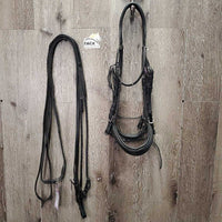 FS Rsd Monocrown Dressage Double Bridle, Bling, Crank, Notched & Curb Reins *xc, clean, NO Flash, mnr dirty edges, creases & fading