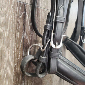 FS Rsd Monocrown Dressage Double Bridle, Bling, Crank, Notched & Curb Reins *xc, clean, NO Flash, mnr dirty edges, creases & fading