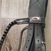 FS Rsd Monocrown Dressage Double Bridle, Bling, Crank, Notched & Curb Reins *xc, clean, NO Flash, mnr dirty edges, creases & fading
