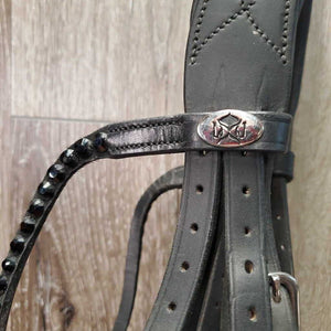 FS Rsd Monocrown Dressage Double Bridle, Bling, Crank, Notched & Curb Reins *xc, clean, NO Flash, mnr dirty edges, creases & fading