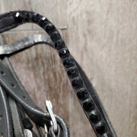 FS Rsd Monocrown Dressage Double Bridle, Bling, Crank, Notched & Curb Reins *xc, clean, NO Flash, mnr dirty edges, creases & fading
