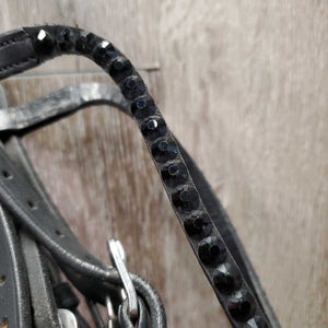 FS Rsd Monocrown Dressage Double Bridle, Bling, Crank, Notched & Curb Reins *xc, clean, NO Flash, mnr dirty edges, creases & fading
